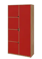 KSR6-82 P skříň šatní, 1x výsuvné ramínko, 4x dvířka, 2053x1022x400 mm, provedení pravé, dub lite/če